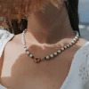 Collier perles de culture agate mousse