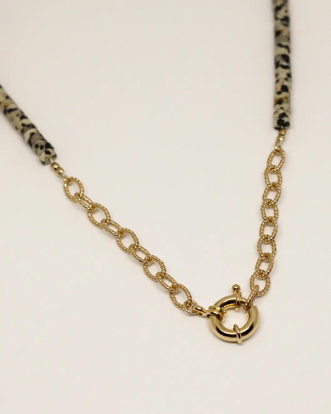 Collier pierre naturelle jaspe dalmatien