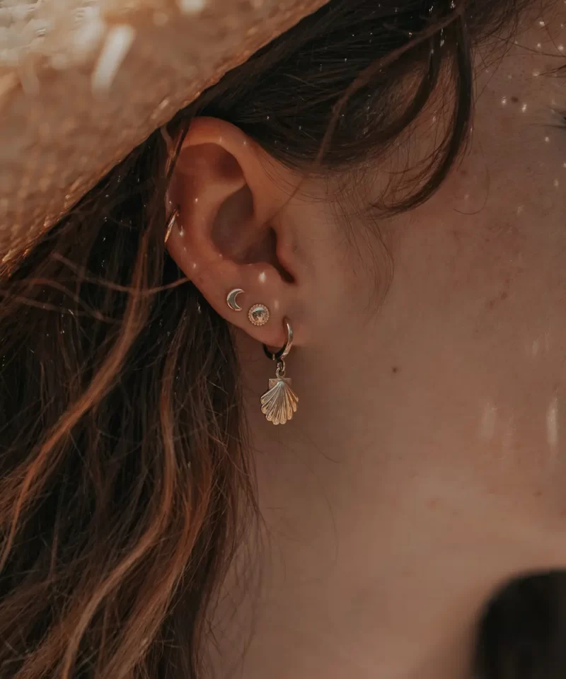boucles d'oreilles coquillage lune