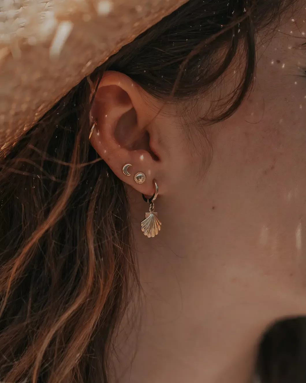boucles d'oreilles coquillage lune
