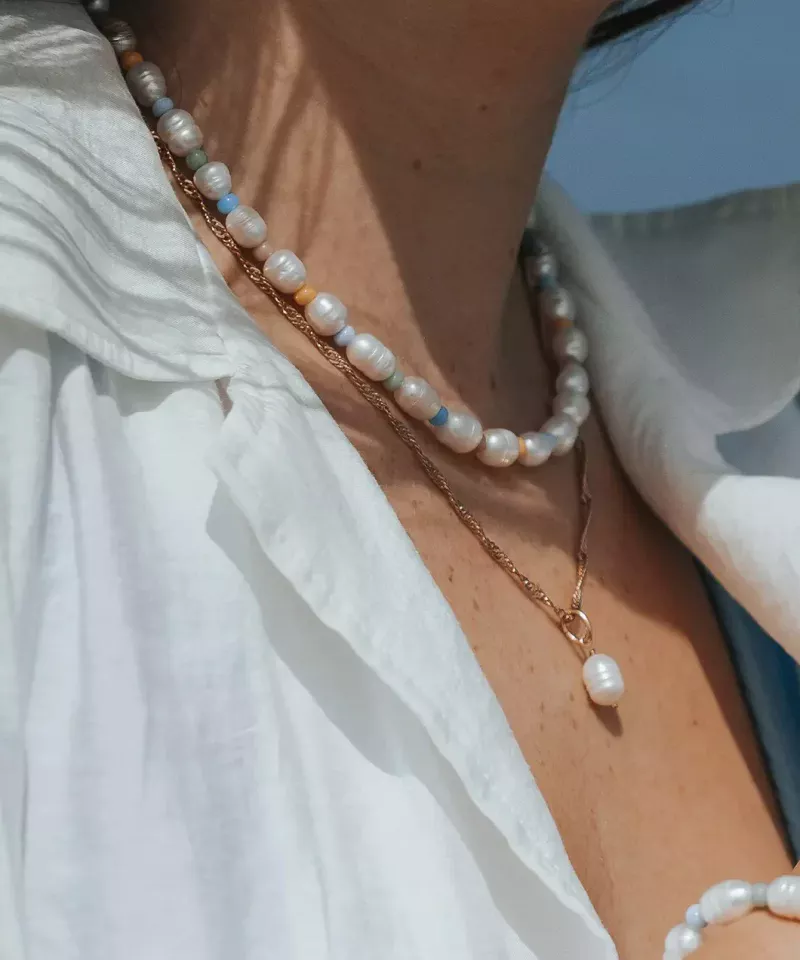 Collier perles de culture perles de rocailles