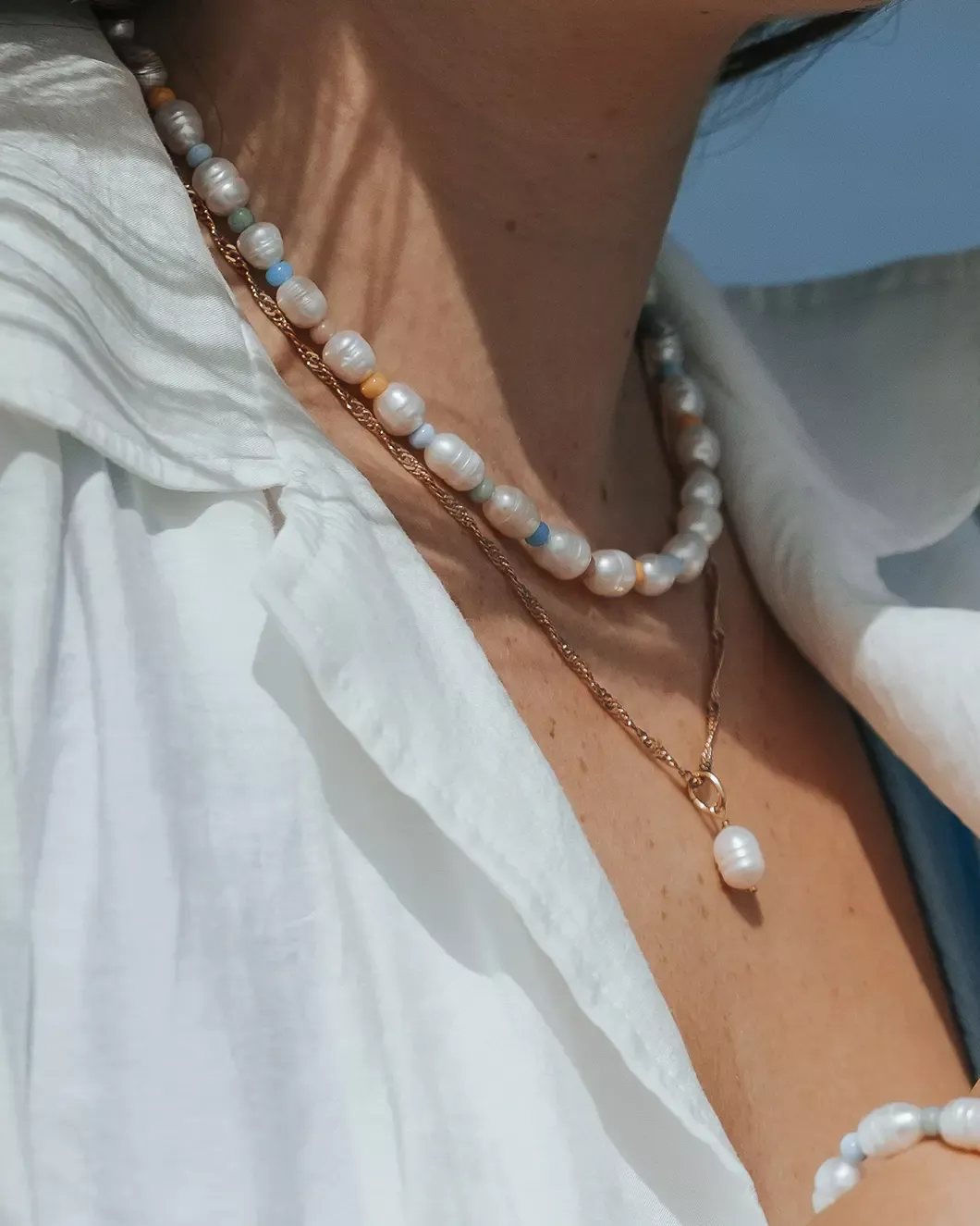 Collier perles de culture perles de rocailles
