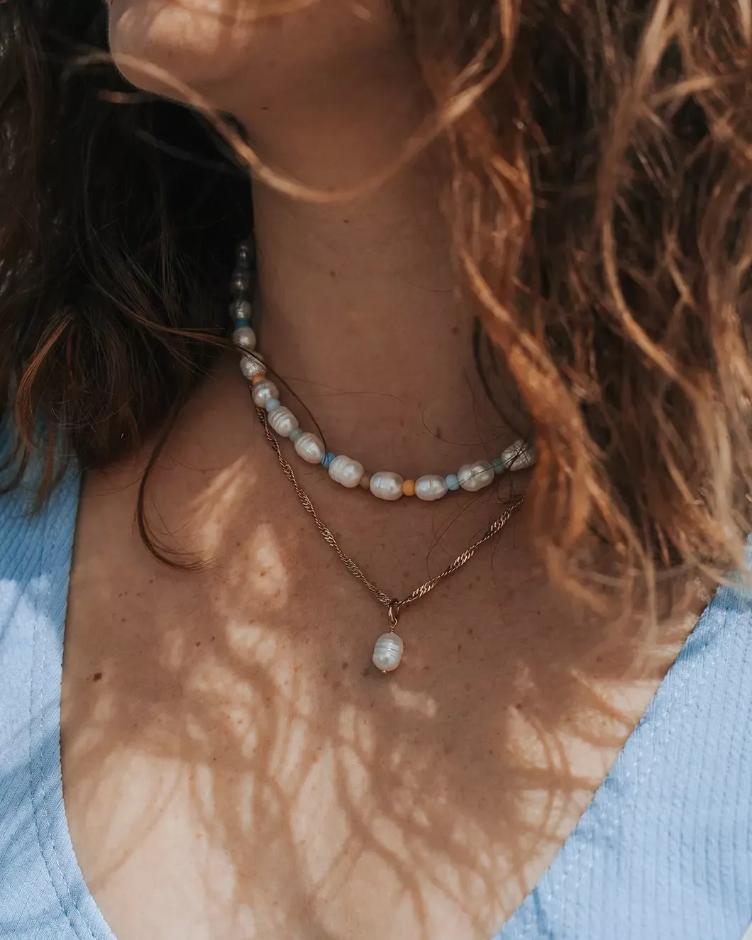 collier perles de rocailles perles de cultures pendentif