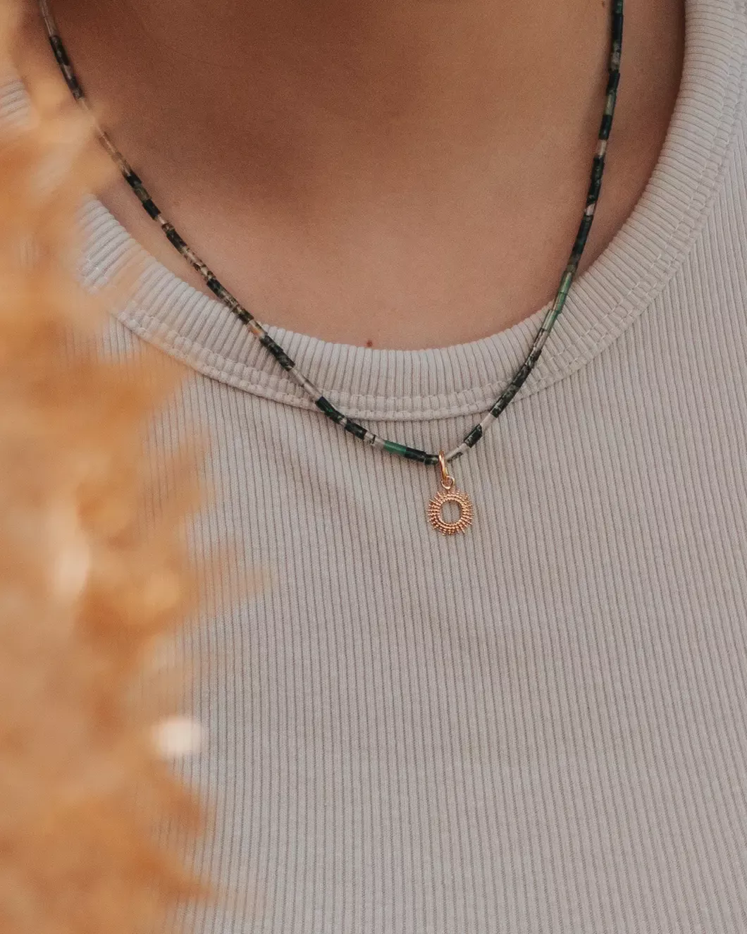 Collier pierre naturelle agate mousse