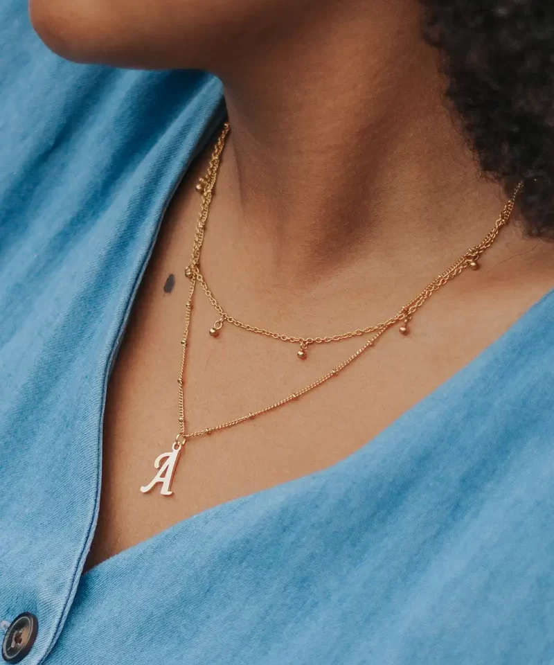 collier initiale acier inoxydable